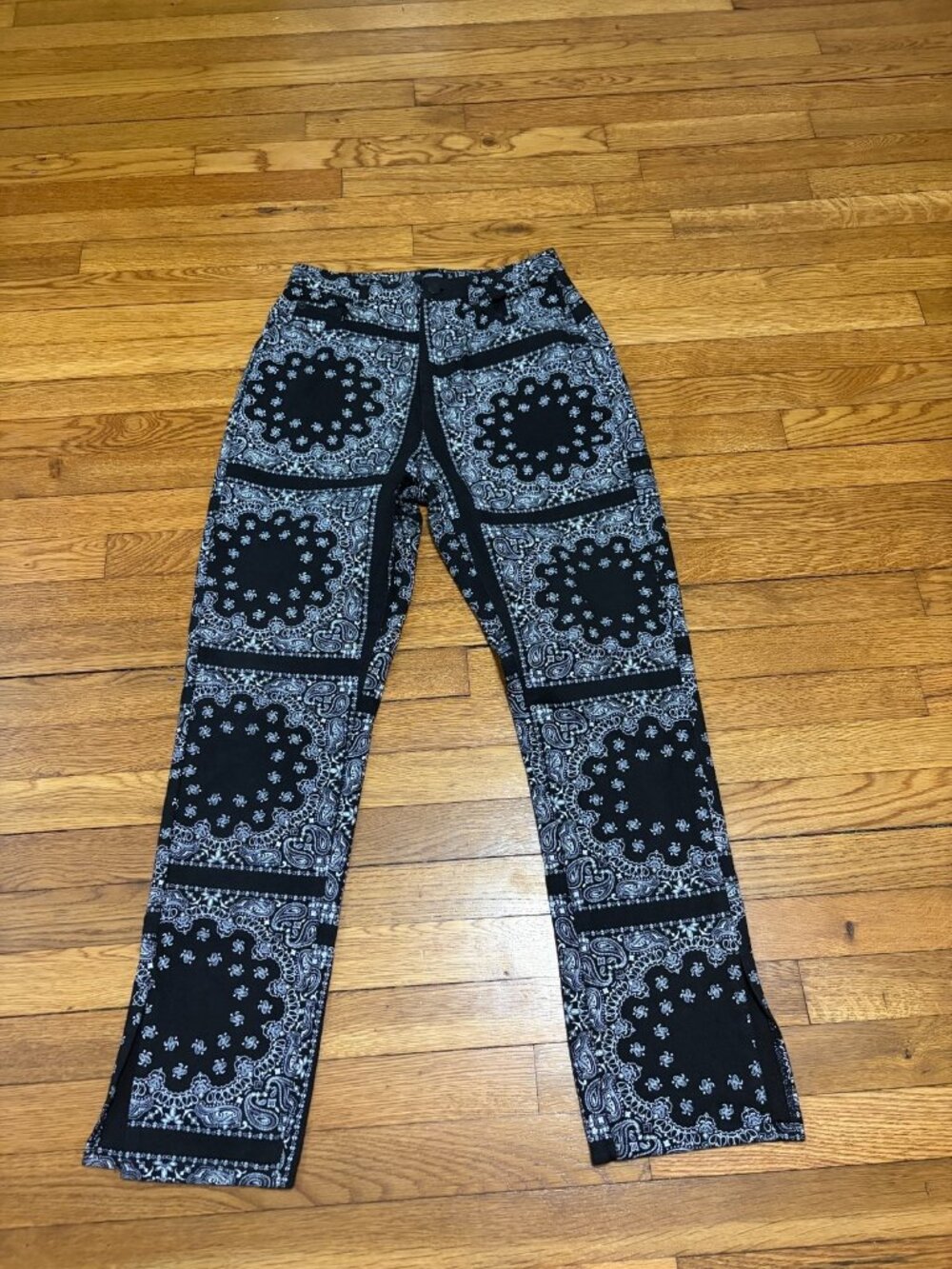 Misguided Womens Jeans Size 6 Black White 100% Cotton Denim Straight Leg